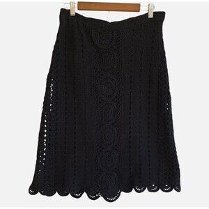 Nine West Black Crochet Midi Skirt